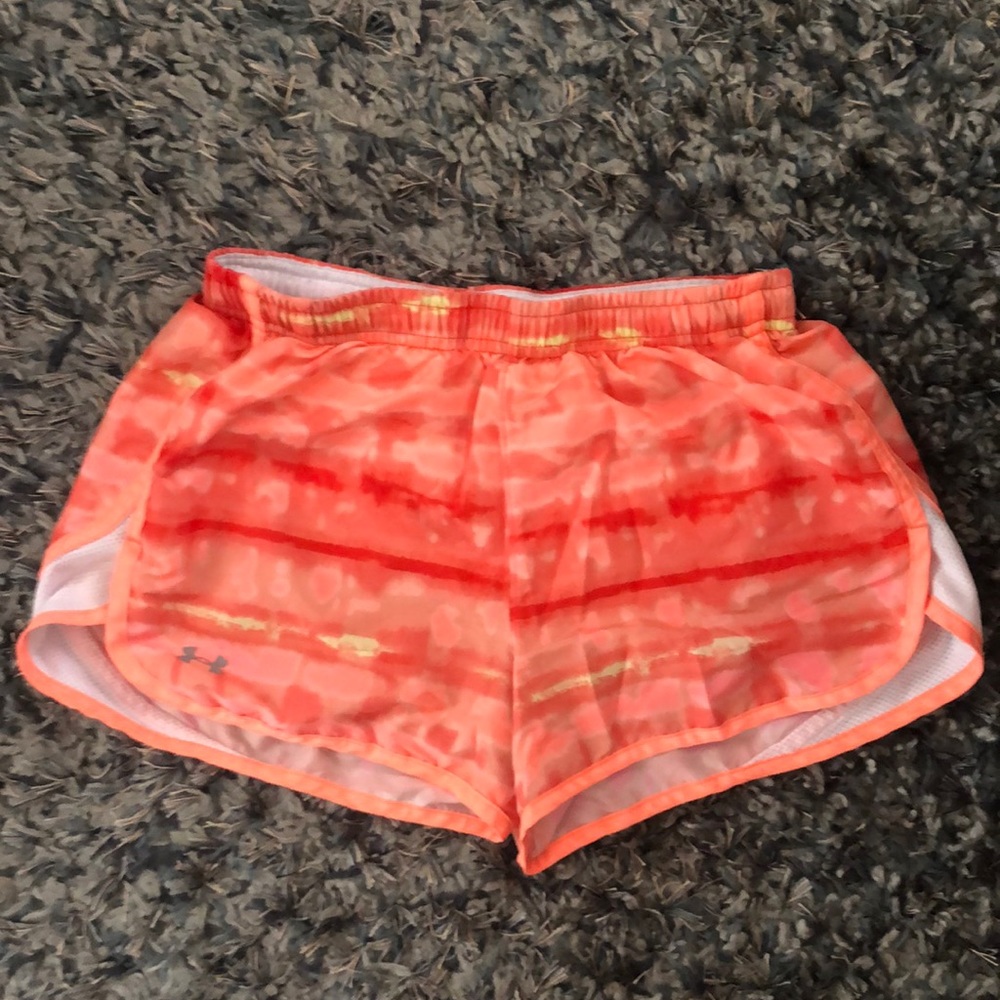 Orange tie dye athletic shorts